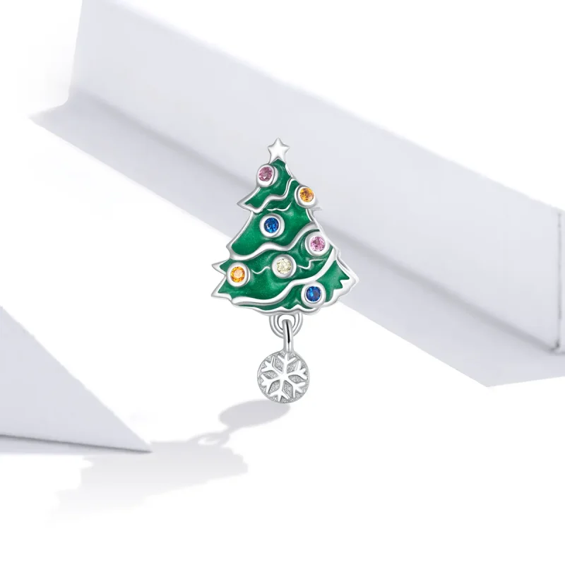(imagine pentru) Pandora Stil Argintiu Pandantiv cu Pom de Crăciun Colorat - BSC374 - Vizualizare 2