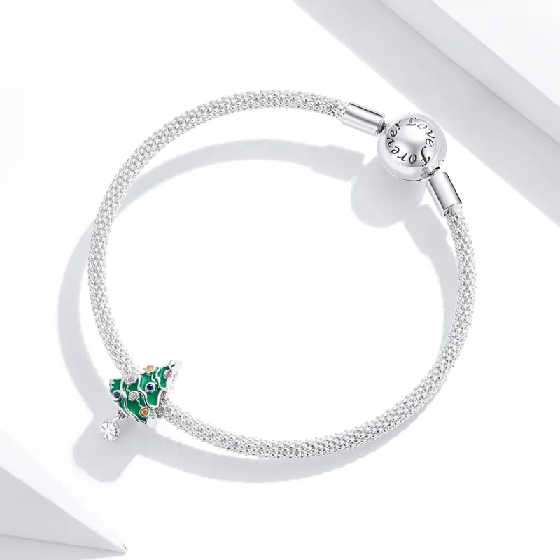 (imagine pentru) Pandora Stil Argintiu Pandantiv cu Pom de Crăciun Colorat - BSC374 - Vizualizare 3