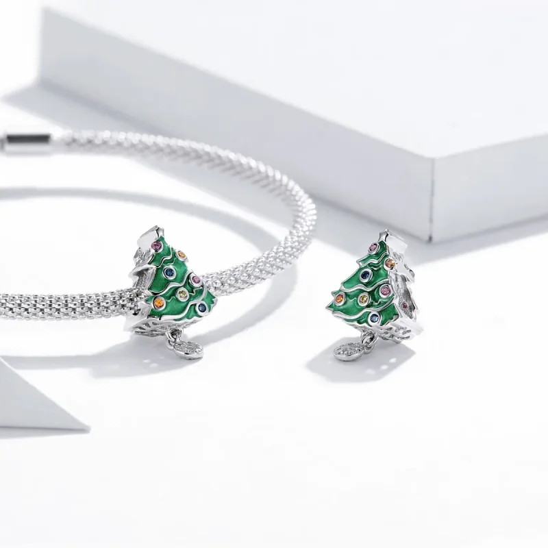 (imagine pentru) Pandora Stil Argintiu Pandantiv cu Pom de Crăciun Colorat - BSC374 - Vizualizare 4