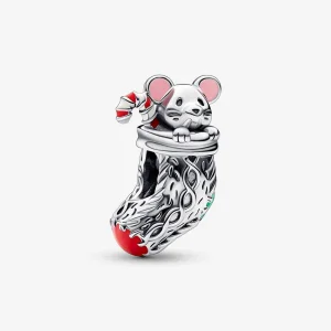 (imagine pentru) Breloc PANDORA Festive Mouse & Stocking - 792366C01