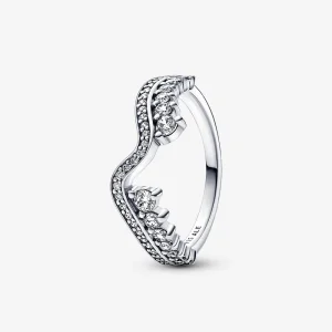 Inelul PANDORA Sparkling Asymmetric Wave - 192543C01 (imagine pentru) Inelul PANDORA Sparkling Asymmetric Wave - 192543C01