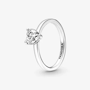 Inelul PANDORA Sparkling Heart Solitaire - 191165C01 (imagine pentru) Inelul PANDORA Sparkling Heart Solitaire - 191165C01
