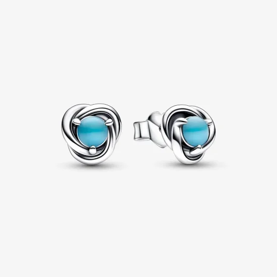 (imagine pentru) PANDORA Cercei cerc etern albastru turcoaz din decembrie - 292335C02