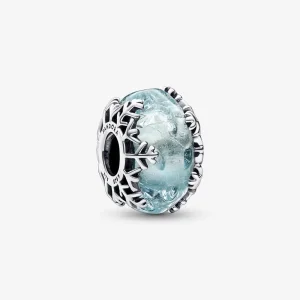 (imagine pentru) PANDORA Charm de sticlă Murano cu fulg de zăpadă albastru de iarnă - 792377C00