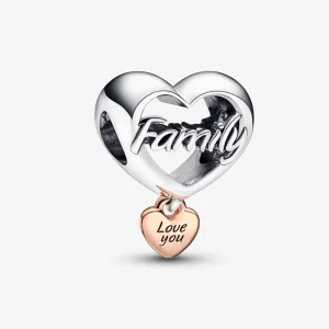 (imagine pentru) PANDORA Charm inimă cu inscripția "Love You Family" - 782326C00