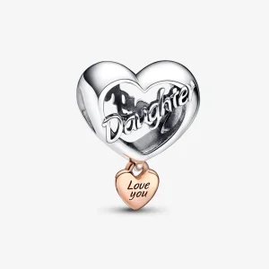 (imagine pentru) PANDORA Charm inimă "Te iubesc, fiică" - 782327C00