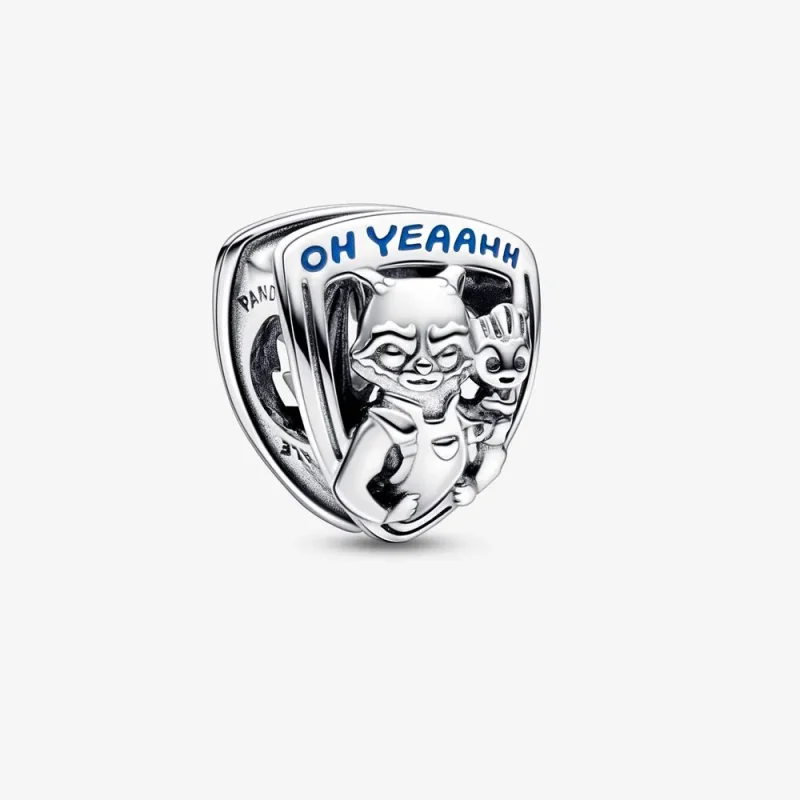 (imagine pentru) PANDORA Marvel Guardians of the Galaxy Rocket Raccoon & Groot Emblem Charm - 792565C01
