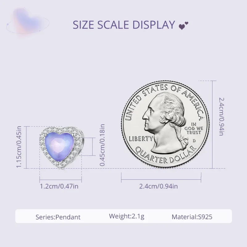 (imagine pentru) Breloc model Pandora în formă de inimă purpurie - SCC2453 - Vizualizare 6