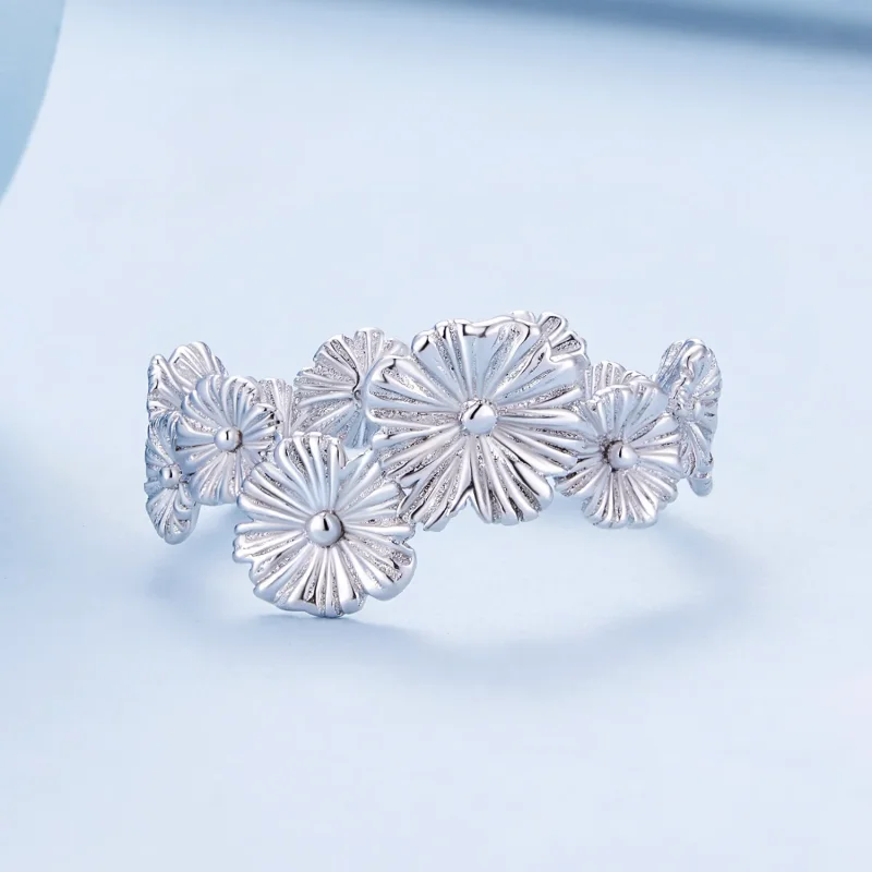 (imagine pentru) Inel bandă clasică cu floare Daisy în stil Pandora - BSR382 - Vizualizare 3