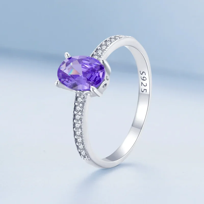 (imagine pentru) Inel cu ametist de stil Pandora - BSR460-VT - Vizualizare 2