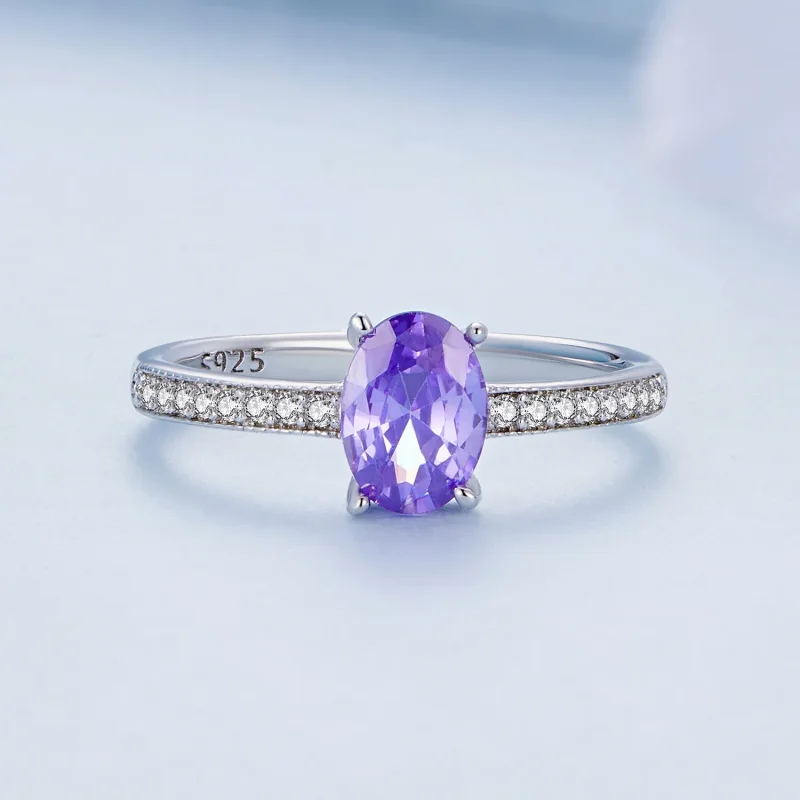 (imagine pentru) Inel cu ametist de stil Pandora - BSR460-VT - Vizualizare 3