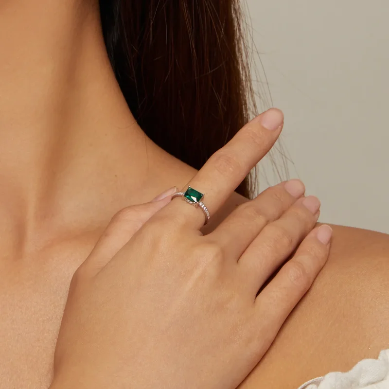 (imagine pentru) Inel din stilul Pandora cu piatră verde - BSR461 - Vizualizare 4