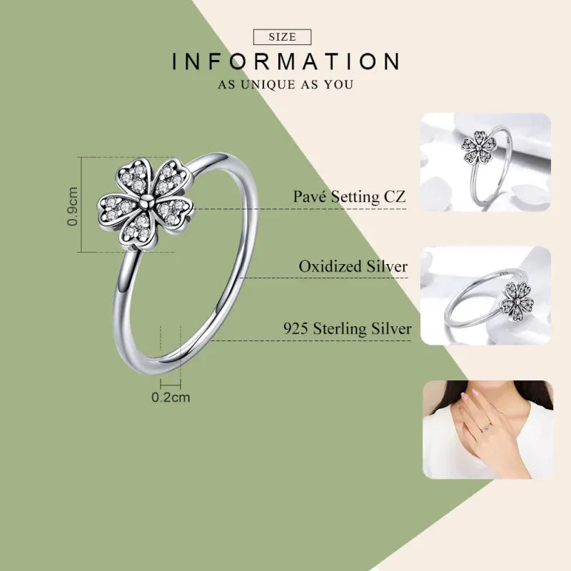 (imagine pentru) Inel stil Pandora cu floare margaretă, argintiu - SCR398 - Vizualizare 4