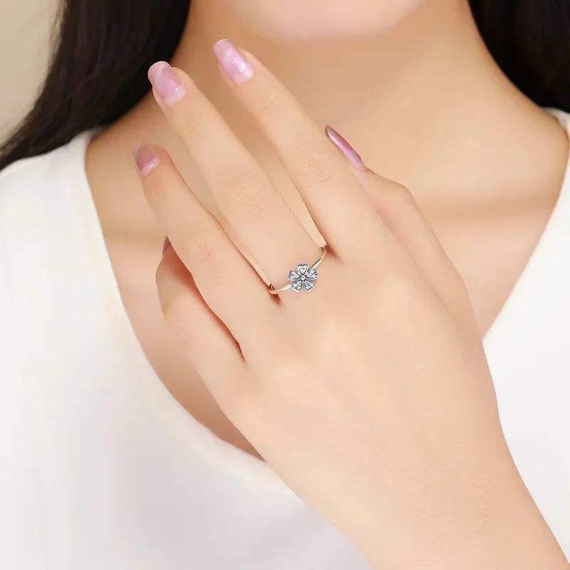 (imagine pentru) Inel stil Pandora cu floare margaretă, argintiu - SCR398 - Vizualizare 5