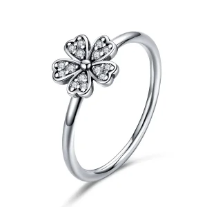 (imagine pentru) Inel stil Pandora cu floare margaretă, argintiu - SCR398