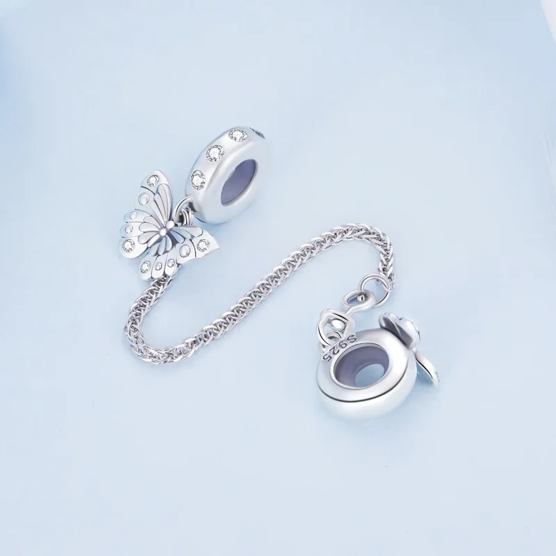 (imagine pentru) Lanț de siguranță în stil Pandora cu fluture - BSC801 - Vizualizare 3