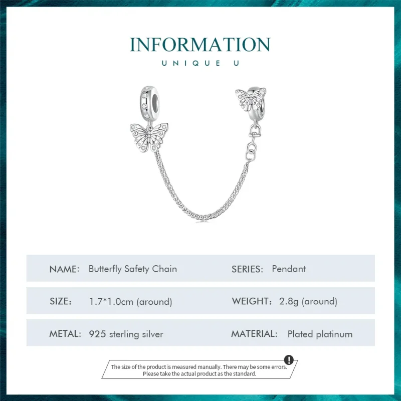 (imagine pentru) Lanț de siguranță în stil Pandora cu fluture - BSC801 - Vizualizare 4