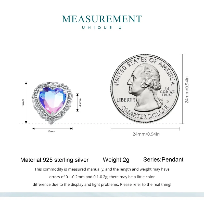 (imagine pentru) Pandora Style Pentru Totdeauna iubirea mea Culoare Gradient Inimă Charm - BSC830 - Vizualizare 5