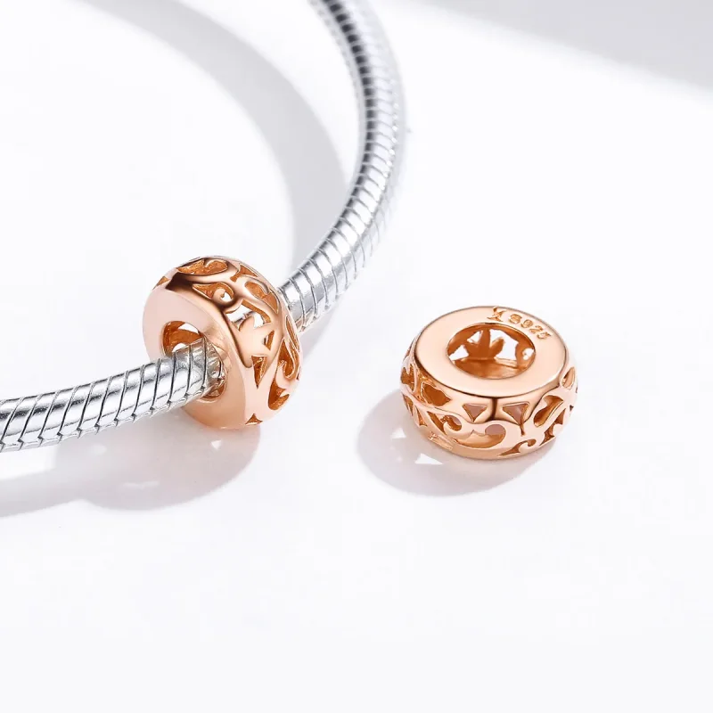 (imagine pentru) Pandora Style Rose Gold Spacer Charm - Breloc Spacer Aur Roz - SCC716-C - Vizualizare 2