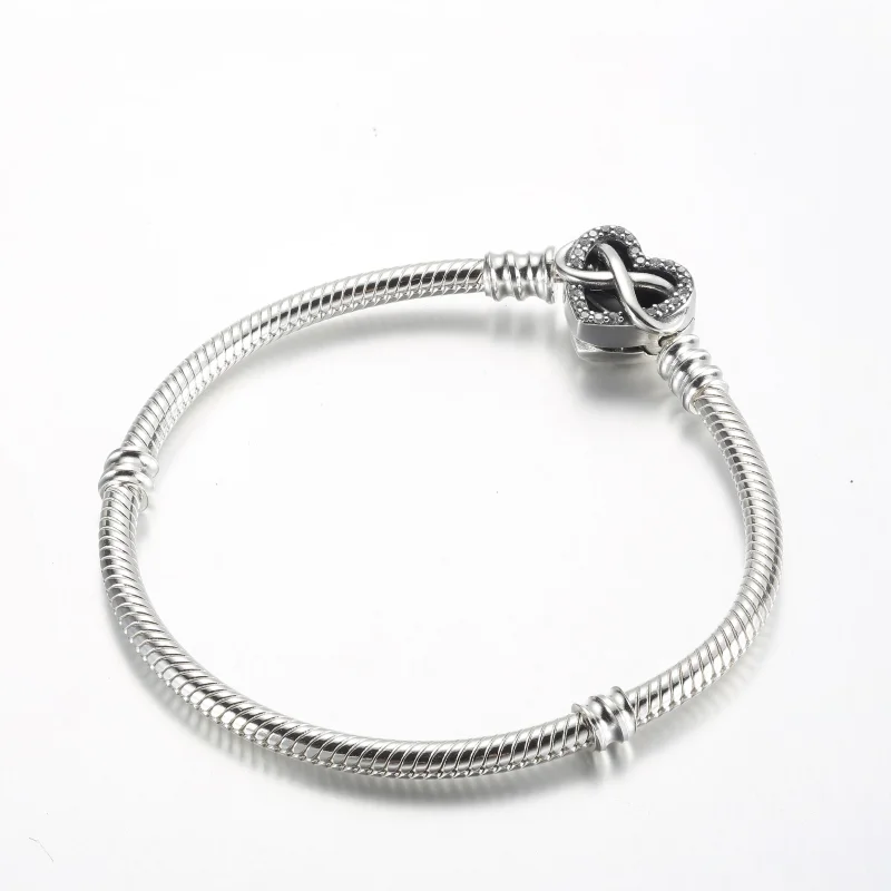 (imagine pentru) Brățară Pandora Moments Sparkling Infinity Heart Clasp Snake Chain - 592645C01 - Vizualizare 2