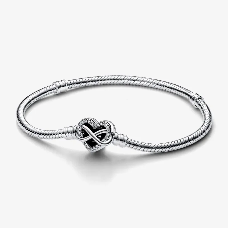 (imagine pentru) Brățară Pandora Moments Sparkling Infinity Heart Clasp Snake Chain - 592645C01