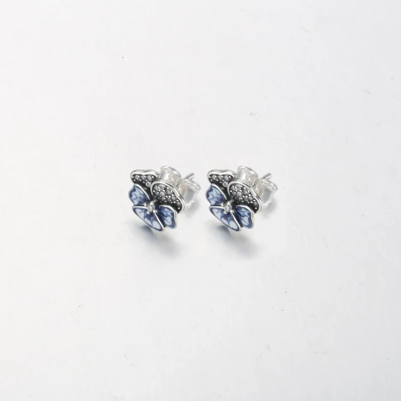 (imagine pentru) Cercei de tip stud Pandora Blue Pansy Flower - 290781C01 - Vizualizare 2