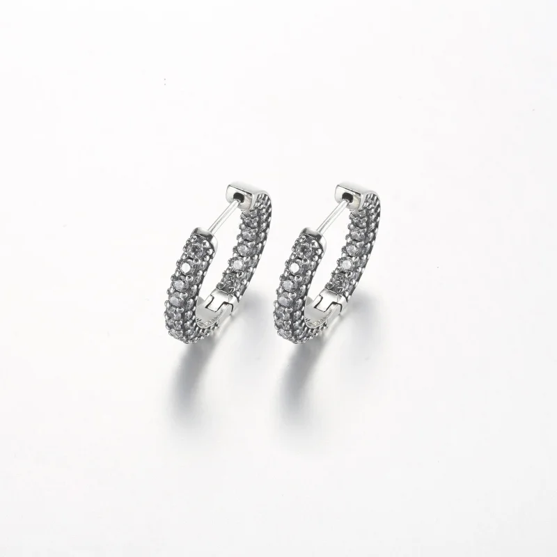 (imagine pentru) Cercei Hoop Pandora Timeless Pavé cu un singur rând - 292624C01 - Vizualizare 2