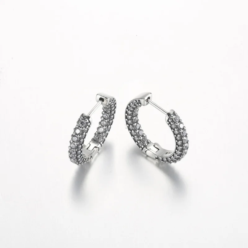 (imagine pentru) Cercei Hoop Pandora Timeless Pavé cu un singur rând - 292624C01 - Vizualizare 4