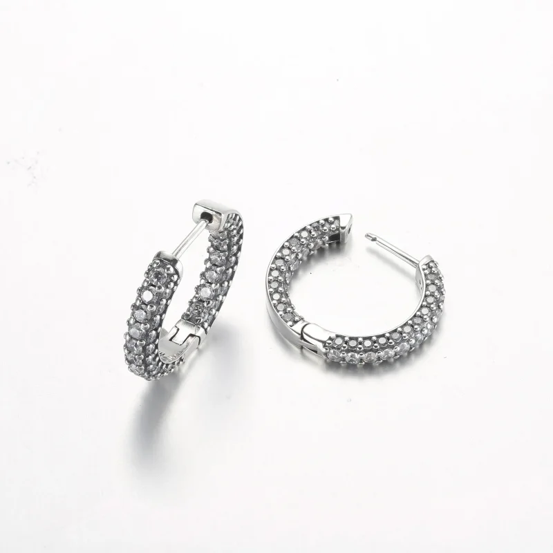 (imagine pentru) Cercei Hoop Pandora Timeless Pavé cu un singur rând - 292624C01 - Vizualizare 5