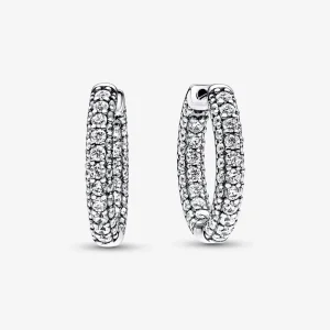 (imagine pentru) Cercei Hoop Pandora Timeless Pavé cu un singur rând - 292624C01