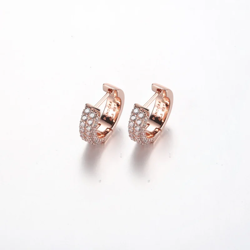 (imagine pentru) Cercei Pandora Timeless Pavé cu două rânduri de inel - 282622C01 - Vizualizare 2