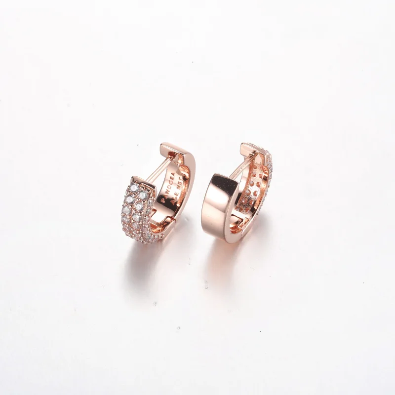 (imagine pentru) Cercei Pandora Timeless Pavé cu două rânduri de inel - 282622C01 - Vizualizare 3