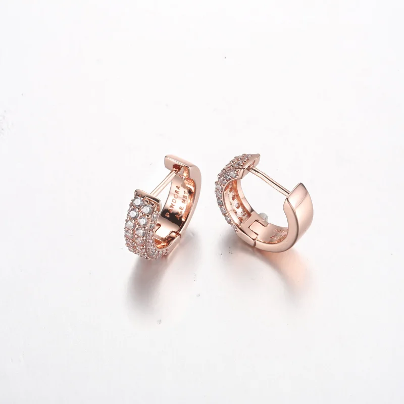 (imagine pentru) Cercei Pandora Timeless Pavé cu două rânduri de inel - 282622C01 - Vizualizare 4