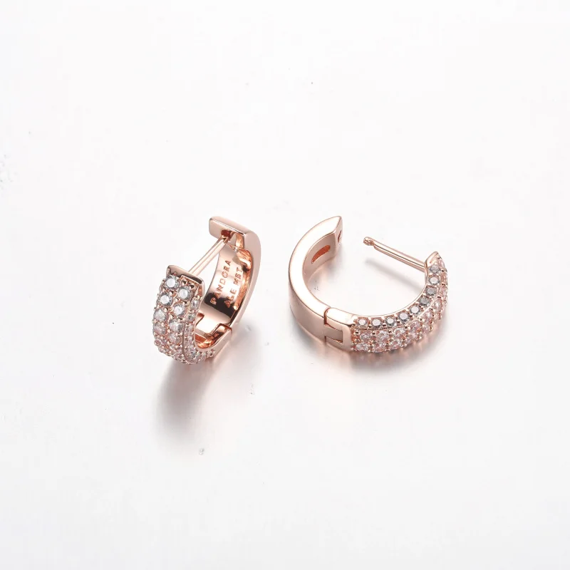 (imagine pentru) Cercei Pandora Timeless Pavé cu două rânduri de inel - 282622C01 - Vizualizare 5
