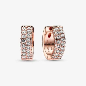 (imagine pentru) Cercei Pandora Timeless Pavé cu două rânduri de inel - 282622C01