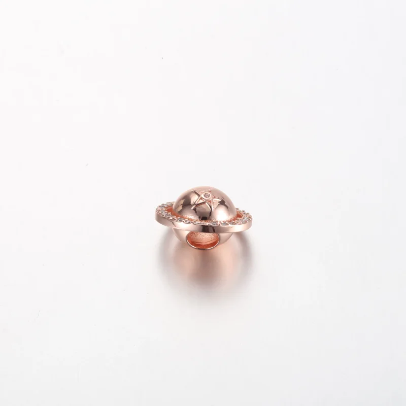 (imagine pentru) Charm Pandora Saturn, placat cu aur roz de 14k, cu zirconiu cubic transparent - - Vizualizare 3