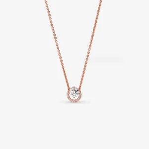 (imagine pentru) Colier cu pandantiv Pandora Sparkling Round Halo - 361174C02-45
