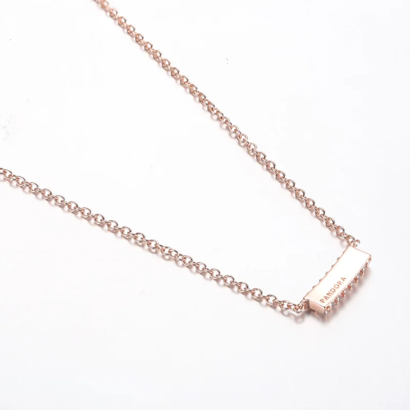 (imagine pentru) Colier Pandora Timeless Pavé cu două rânduri de bare - 382621C01-45 - Vizualizare 3