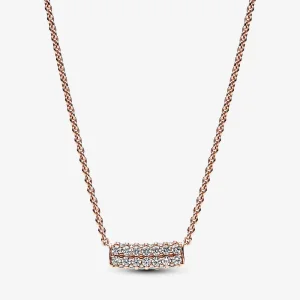(imagine pentru) Colier Pandora Timeless Pavé cu două rânduri de bare - 382621C01-45