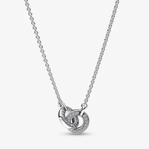 (imagine pentru) Colierul cu pandantiv Pandora Signature Intertwined Pavé - 392736C01-45