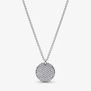 (imagine pentru) Colierul Pandora Timeless Pavé Round Pendant - 392632C01-45