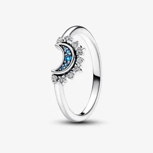 Inelul Pandora Celestial Blue Sparkling Moon - 192675C01 (imagine pentru) Inelul Pandora Celestial Blue Sparkling Moon - 192675C01