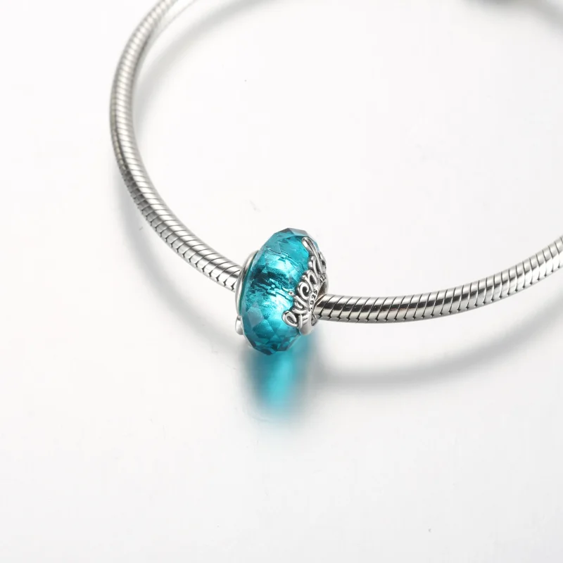 (imagine pentru) Pandora Breloc Prietenie cu Charm din Sticlă Murano Cu Fațete - 792762C01 - Vizualizare 4
