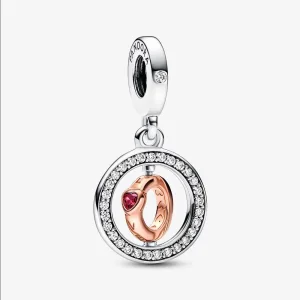 (imagine pentru) Pandora Love se învârte din argint sterling și mâner placat cu aur roz de 14k - 782600C01