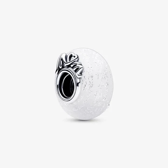 (imagine pentru) Pandora Murano Glass Mum & Love Charm Glittery White - 792655C00