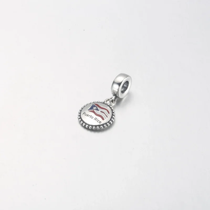 (imagine pentru) Pandora Puerto Rico Flag Dangle - P-D-3993 este un pandantiv frumos și elegant - Vizualizare 2