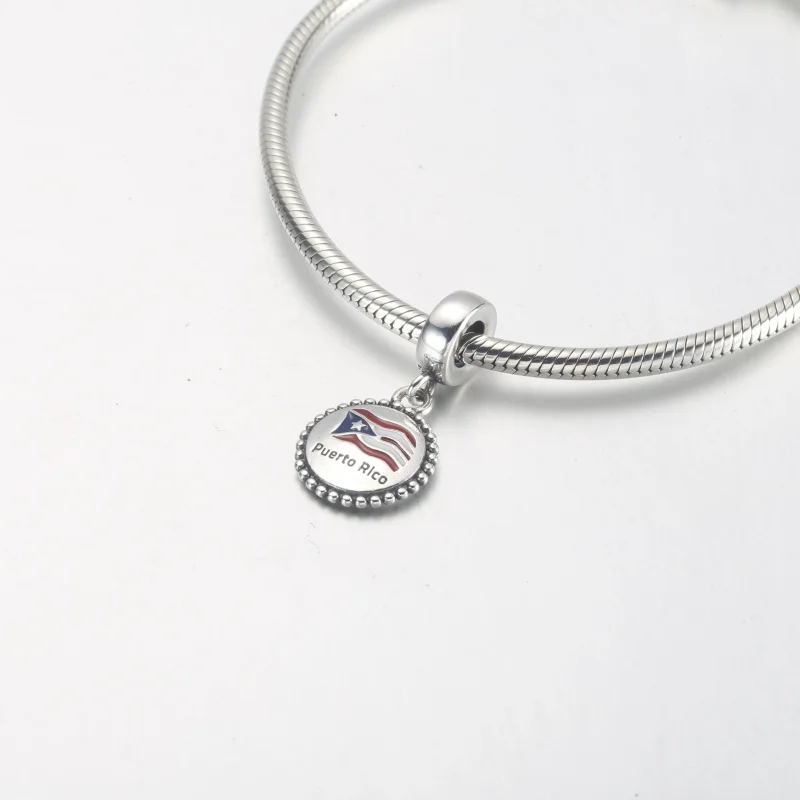 (imagine pentru) Pandora Puerto Rico Flag Dangle - P-D-3993 este un pandantiv frumos și elegant - Vizualizare 4