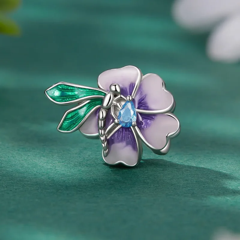 (imagine pentru) Talismane în stil Pandora cu fluture și floare - BSC786 - Vizualizare 2