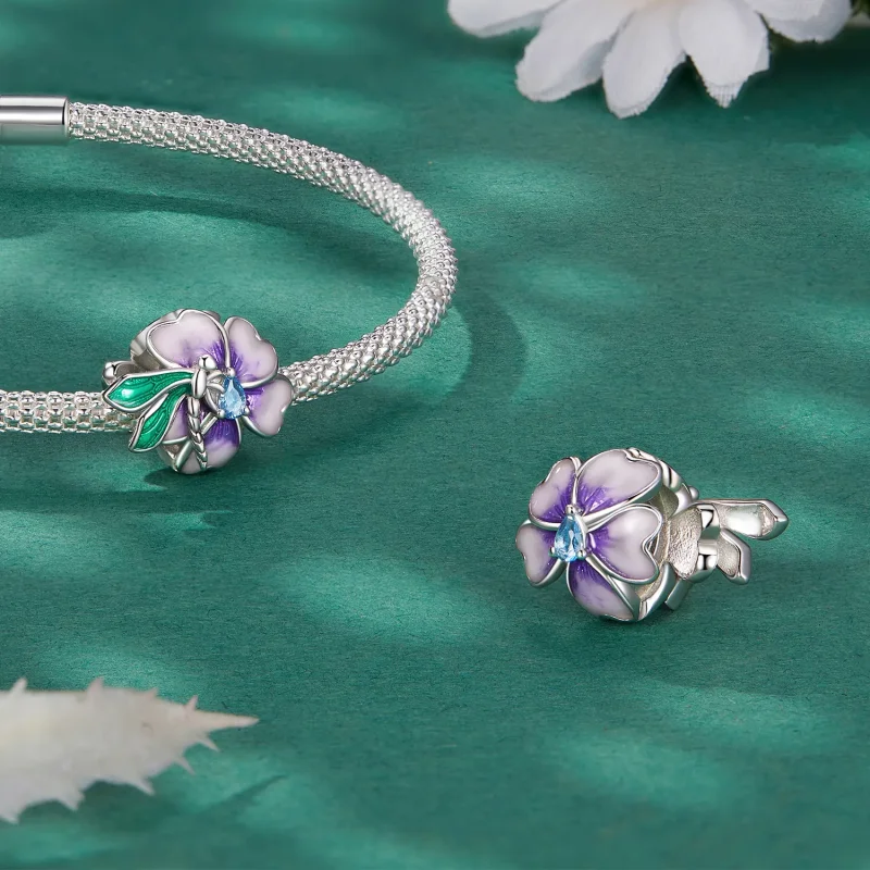 (imagine pentru) Talismane în stil Pandora cu fluture și floare - BSC786 - Vizualizare 4