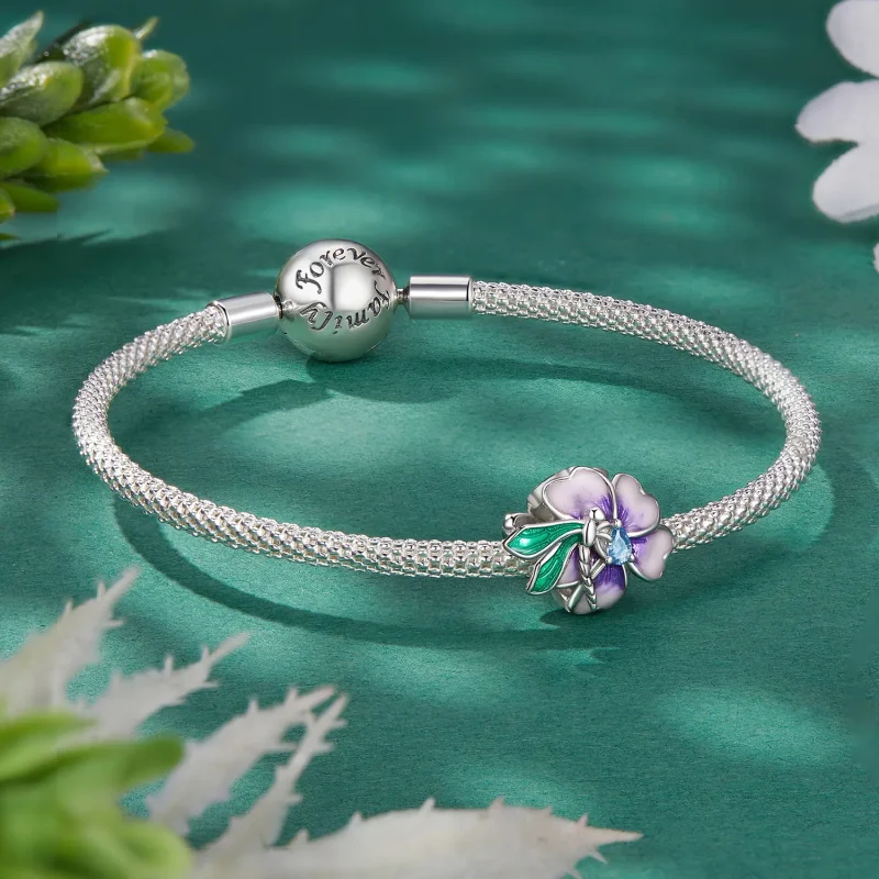 (imagine pentru) Talismane în stil Pandora cu fluture și floare - BSC786 - Vizualizare 5